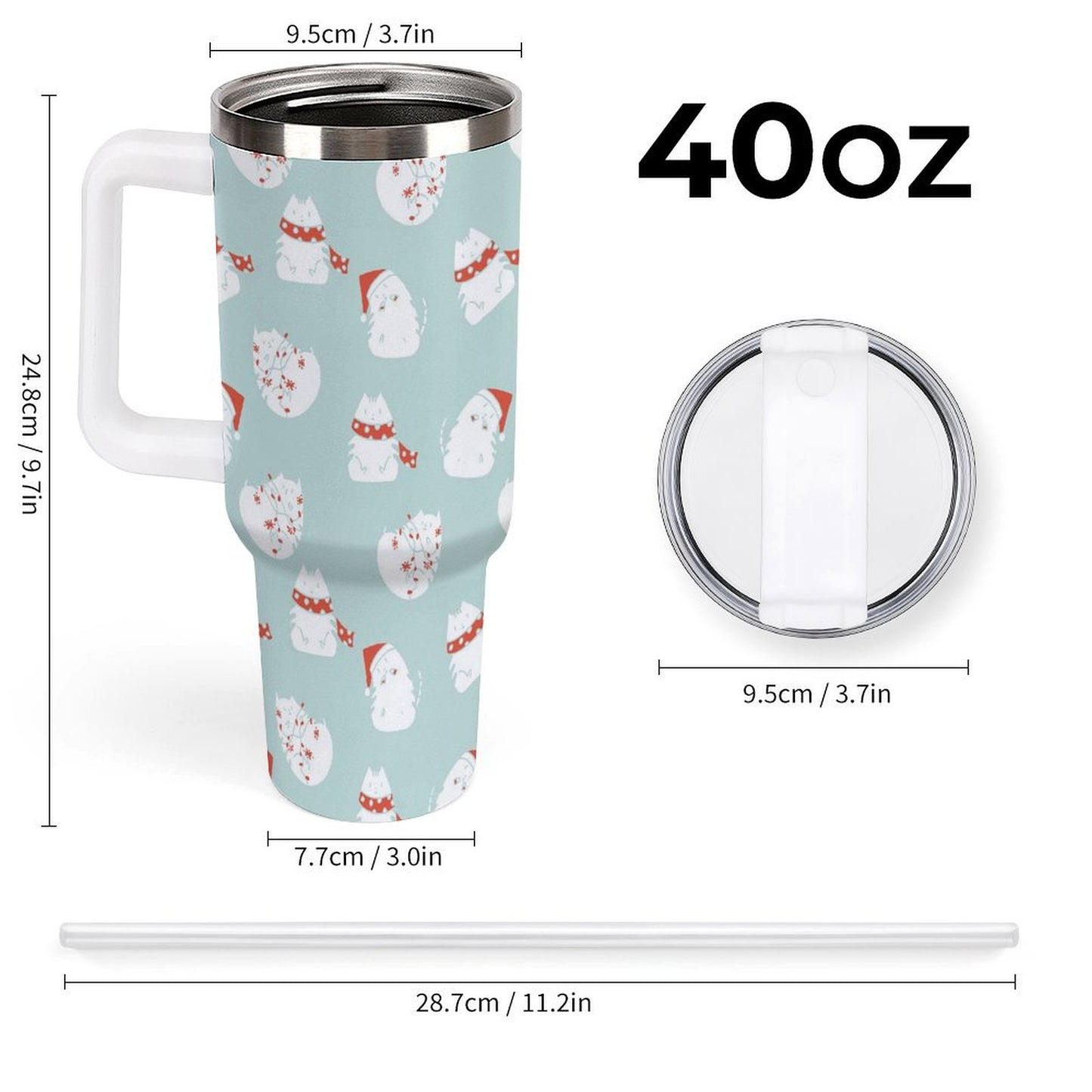 POD US Local Tumbler 40 oz Large Capacity Car Cup Merry Christmas Cat