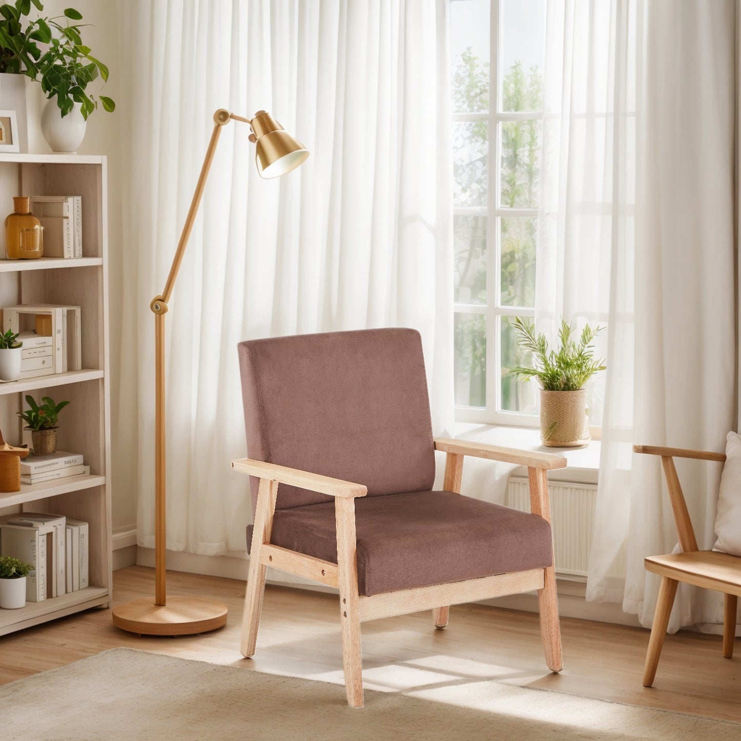 US Local Velvet Accent Chair Relaxing Armchair With Solid Wood Frame For Living Room