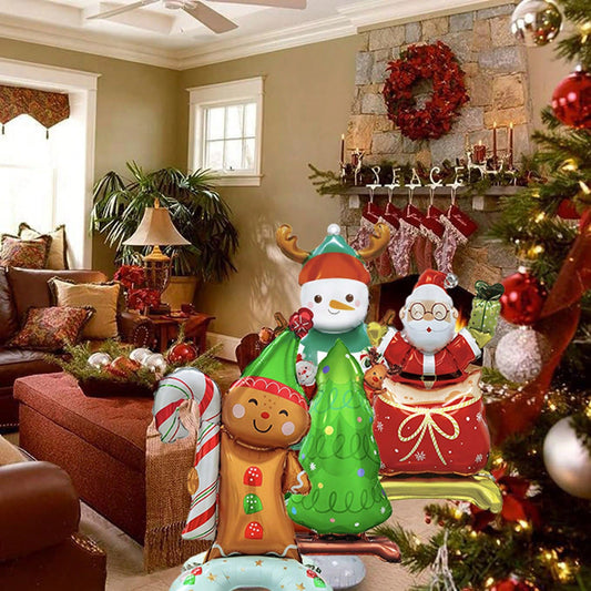 US Local 8 Pcs Inflatable Christmas Balloons Santa Claus Snowman Christmas Tree Designed Standing Balloons New Year Party Foil Balloons For Indoor And Outdoor Perfect Xmas Party Decorations Party Photo Prop