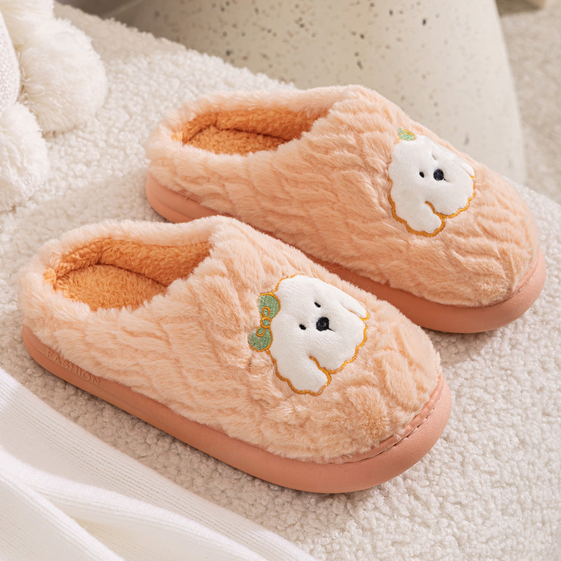 Couple Cotton Slippers Indoor Thickening Warm Plush Cotton Shoes