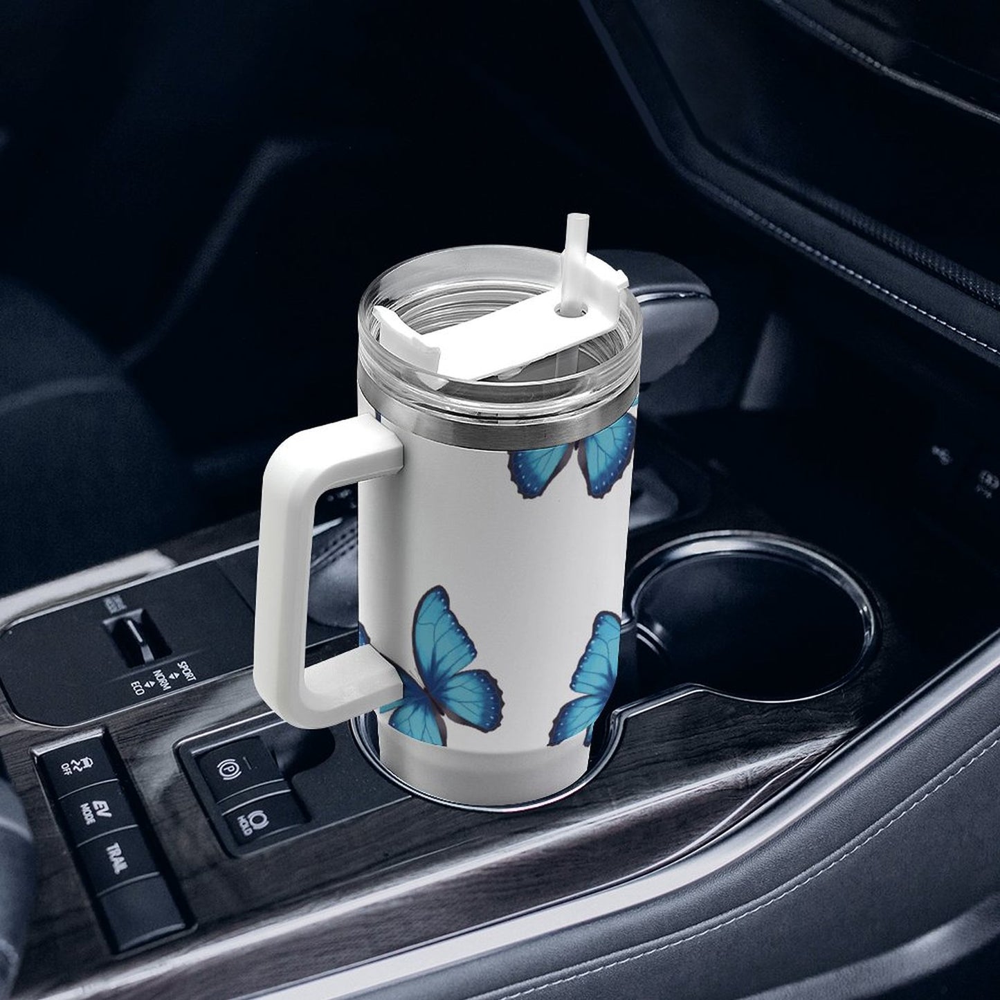PHDT00489 POD US Local Tumbler 40oz Large Capacity Car Cup Blue Morpho Butterfly