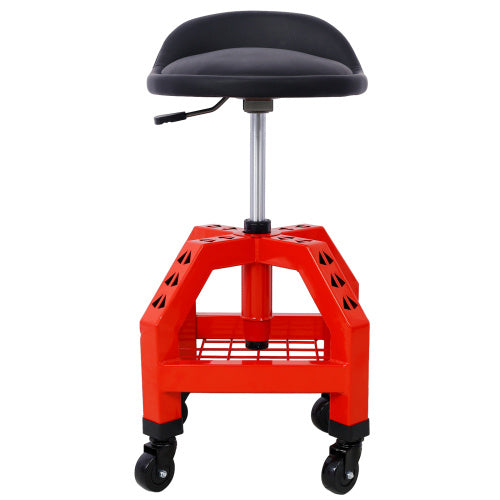 US Local Pneumatic 360 Degree Swivel Stool, Mechanics Rolling Creeper Seat, Heavy Duty Rolling Mechanics Stool, Shop Stool With Casters Red