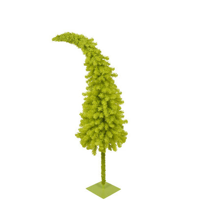 US Local 5FT Hinged Fir Artificial Fir Bent Top Christmas Tree, Xmas Tree Bendable Santa Hat Style Christmas Tree Holiday Decoration,400 Branch Tips,  LED Lights X-mas