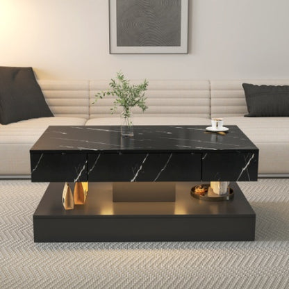 US Local 6.93IN High LED Coffee Table,Modern Coffee Table For Living Room,Living Room Tables,Large Living Room Furniture,LED Lights