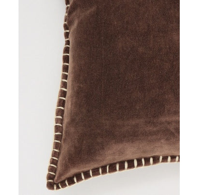 US Local Stonewashed Cotton Velvet Throw Pillow With Decorative Handstiched Edges-19X19 Inch