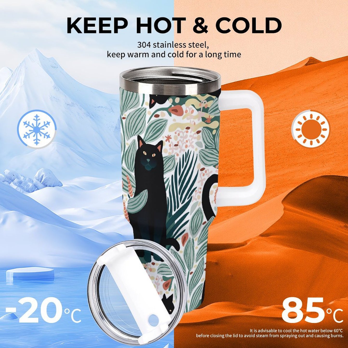 PHDT00251 POD US Local Tumbler 40 oz Large Capacity Car Cup Cat