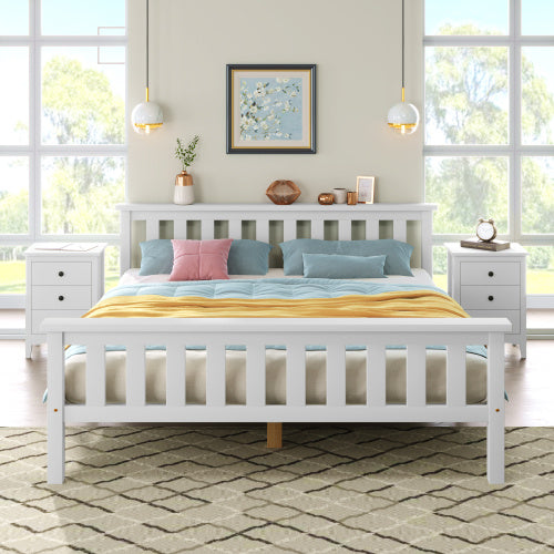 UK Local Double Bed Wooden Frame 4ft6 Double Wooden Bed In White For Adults, Kids, Teenagers 4FT6