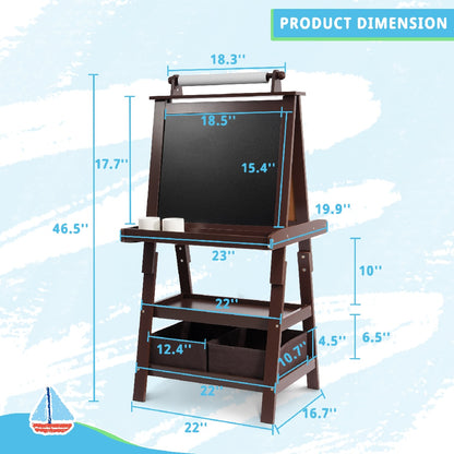 US Local Only Supports Self Pickup Children's Art Easel, Wooden Children's Easel 3 In 1 Adjustable Double Sided, Whiteboard, Chalkboard And Rolled Paper