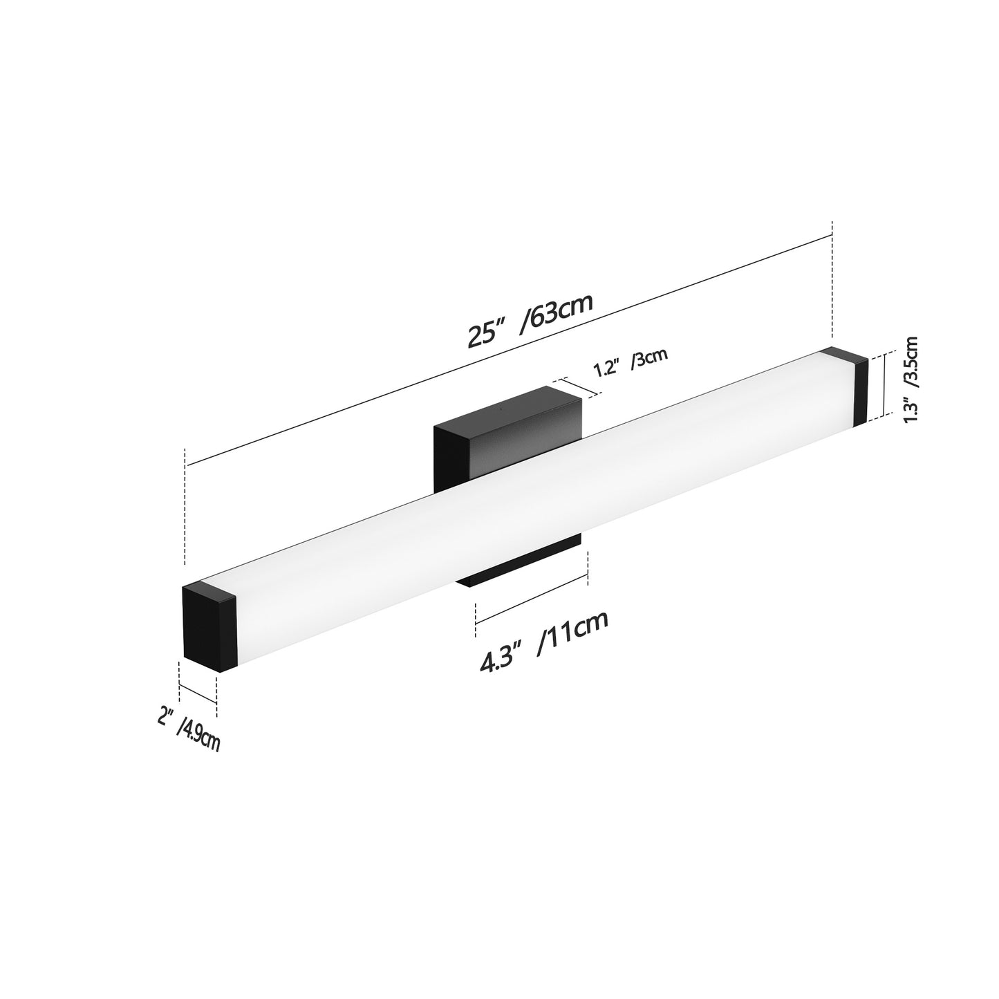 US Local Bathroom Vanity Light Black - 25 Inch Modern Vanity Lights For Bathroom - 14W LED Bath Lights Over Mirror Cool White Light 6000K