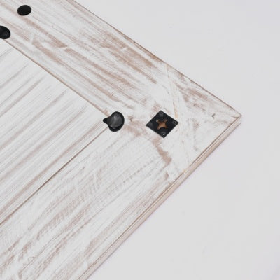 US Local Rustic White Solid Wood Handcarved Wave Design Rectangle Mirror Accent-36 X 72