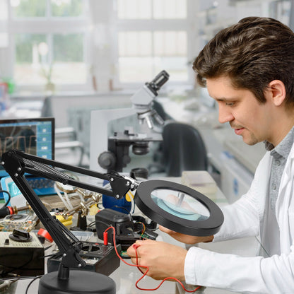 US Local 1Pack 2 In 1 LED Magnifier Desk Lamp 8x Magnifying Glass With Light Swing Arm Desk Table Light USB Reading Lamp With Clamp Stand 10 Brightness 3 Modes