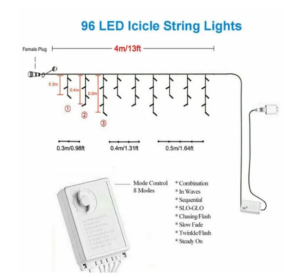 US Local Curtain Icicle Lights Wedding Party LED Fairy Christmas Indoor Outdoor