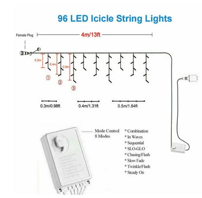 US Local Curtain Icicle Lights Wedding Party LED Fairy Christmas Indoor Outdoor