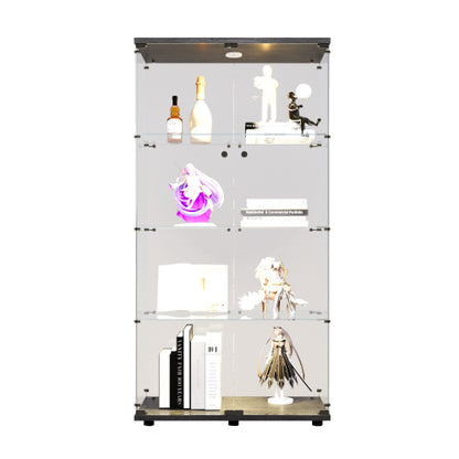US Local Double Door LED Light Glass Display Cabinet 4 With Mast, Floor To Ceiling Rare Bookshelves, Suitable For Living Room, Bedroom, Office