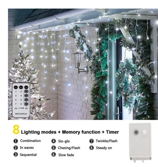 US Local Curtain Icicle Lights Wedding Party LED Fairy Christmas Indoor Outdoor