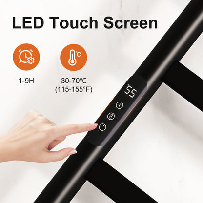 US Local SIOYIE Towel Warmer Bathroom Wall Mounted 6 Bars Electric Towel Drying, 150 W 500 800 MM Heated Towel Rack With Intelligent Touch Screen Timer And Temperature Control Black Right