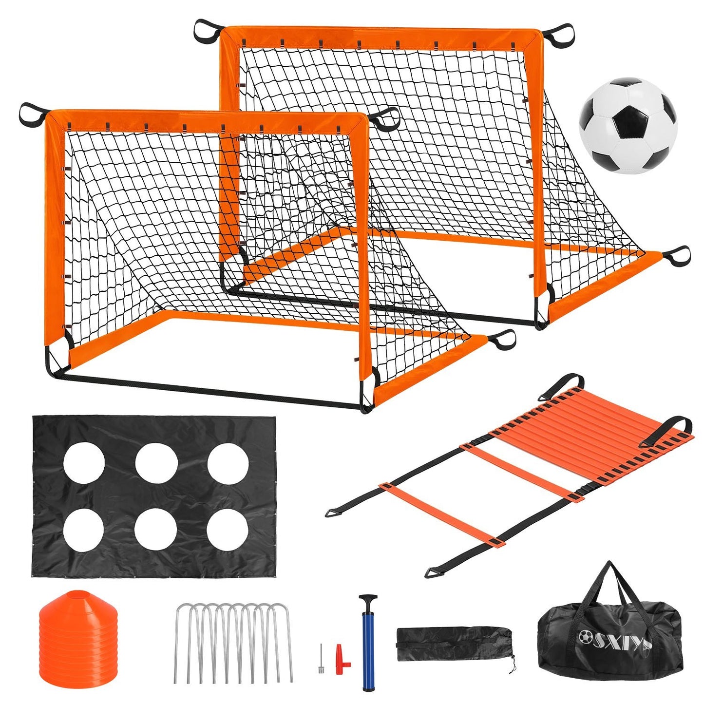 US Local 1Set Kids Soccer Goals Set For Yard Portable Soccer Training Equipment With Cones Agility Ladder Target Carry Bag For Toddler Outdoor Sport Play