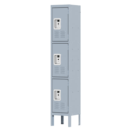 US Local Metal Lockers For Employees With 3 Door Storage Locker For Employees Gym School Home Office Garage - Assembly Required Gray