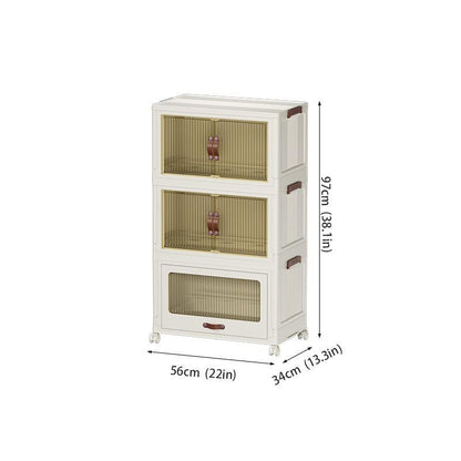 US Local Baby Safety Transparent Opening Lid Indoor Home Decoration Storage Cabinet With Wheels