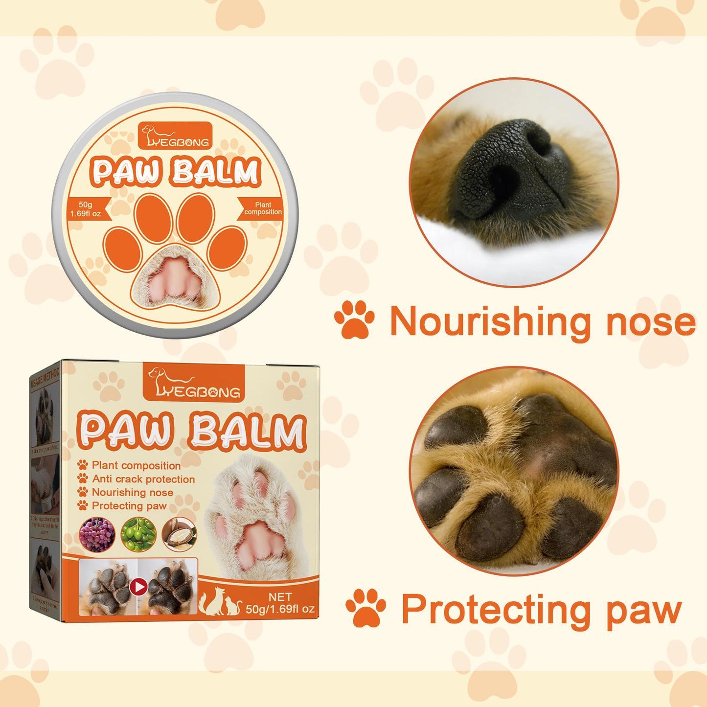 US Local Igbang Pet Moisturizing Paw Cream For Cats And Dogs Universal Moisturizing Paw Pads Dry Crack Care Cream