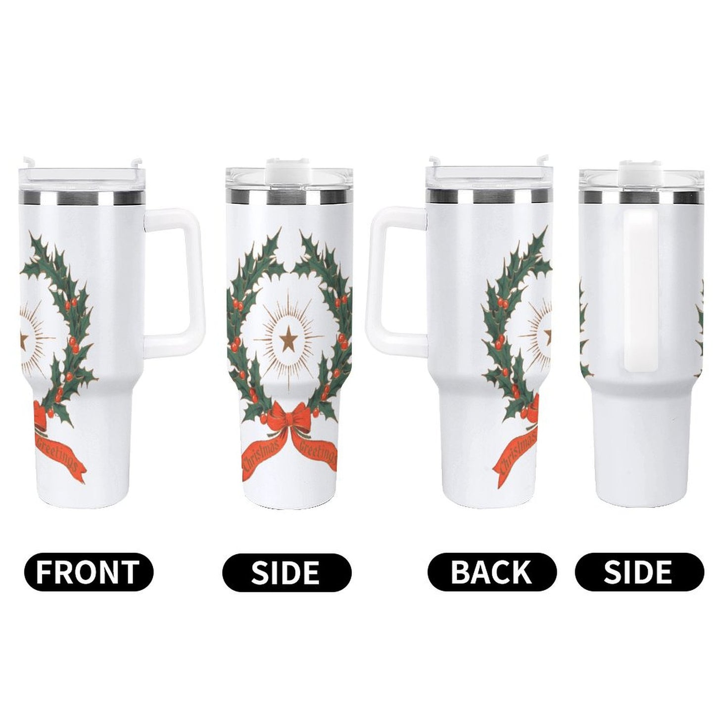 PHDT00327 POD US Local Tumbler 40 oz Large Capacity Car Cup Christmas Wreath