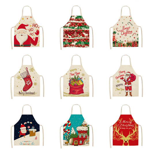 Christmas linen apron