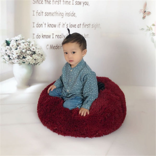 US Local Round Long Hairy Autumn And Winter Nest Pad Cat Mattress