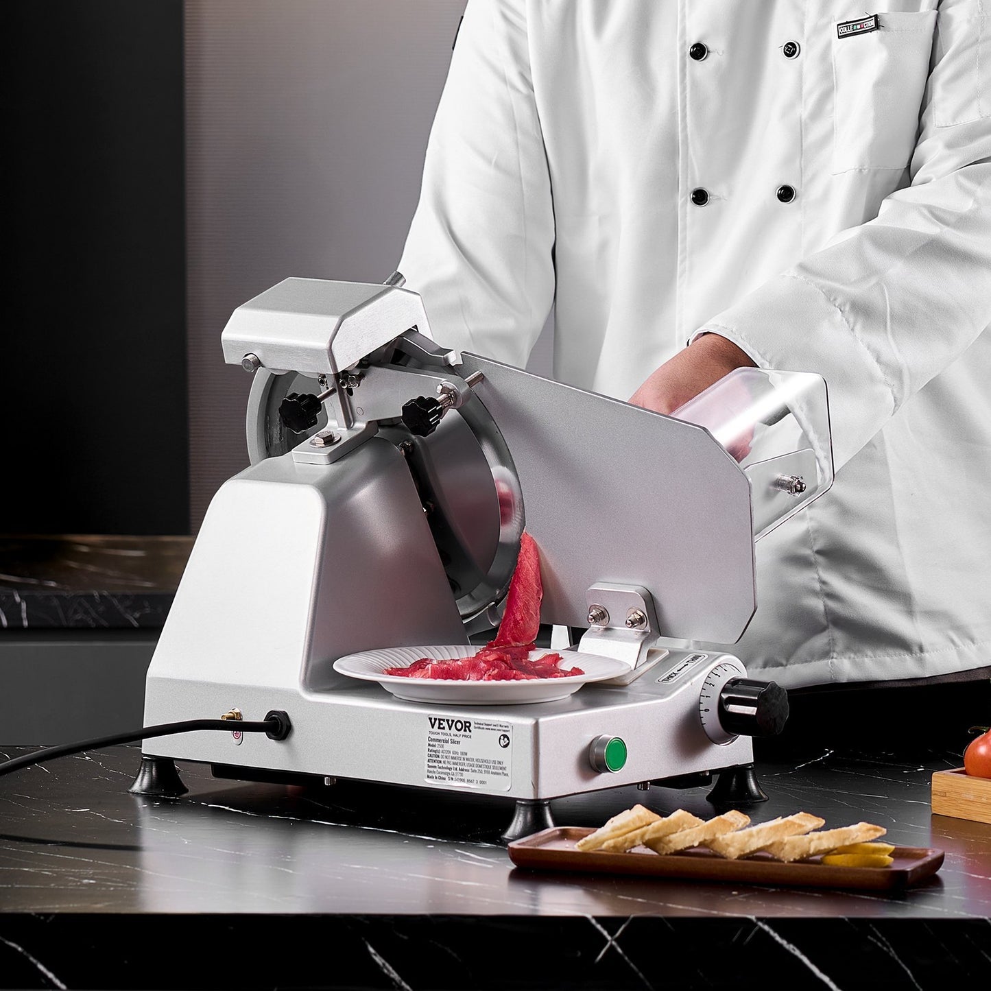 US Local Meat Slicer 180W 10" Electric Deli Food Slicer For Frozen Meat Bread Cheese