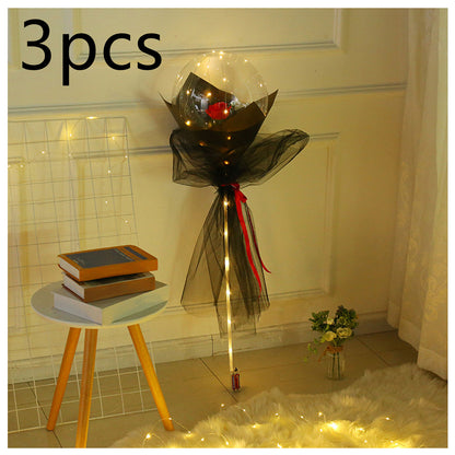 US Local LED Luminous Balloon Rose Bouquet Transparent Bobo Ball Rose