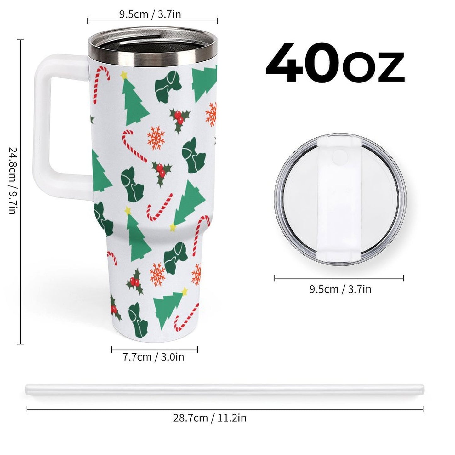 PHDT00322 POD US Local Tumbler 40 oz Large Capacity Car Cup Christmas Tree Dog Cat Candy Cane Snowflake Leaves