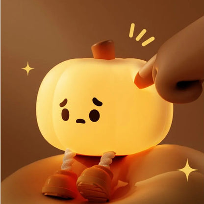 Home Decor Halloween Pumpkin Night Light Cute Soft Silicone Lamp Touch  Dimmable Rechargeable Bedside Decor Light Kids Gifts Child
