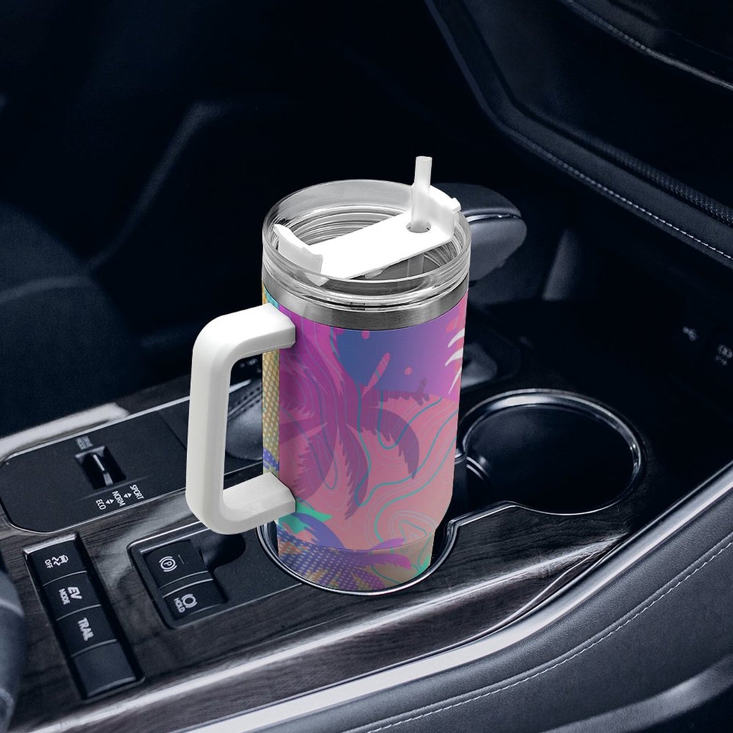 PHDT00517 POD US Local Tumbler 40oz Large Capacity Car Cup Abstract, Coconut Tree