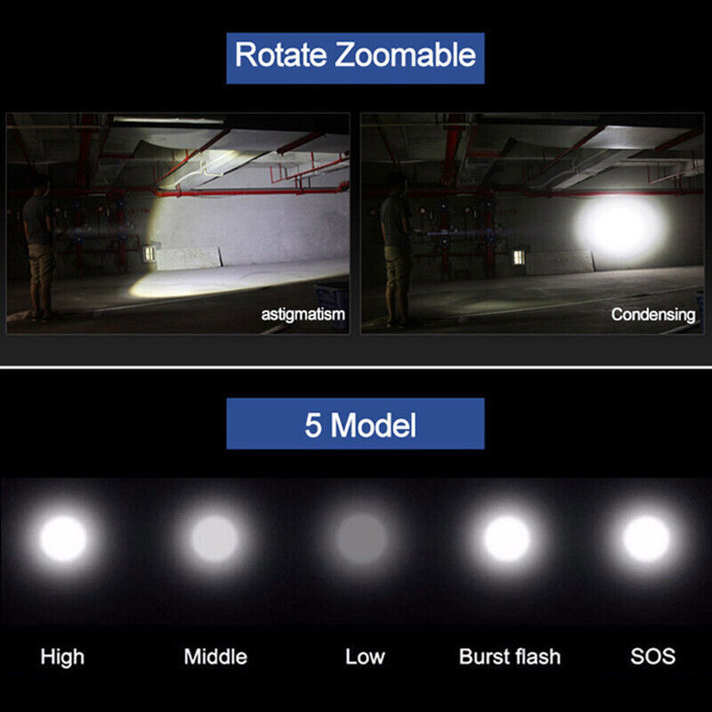 UK Local LED Tactical Flashlight Rechargeable LED Work Light Super Bright Torch Emergency Light Escape Hammer
