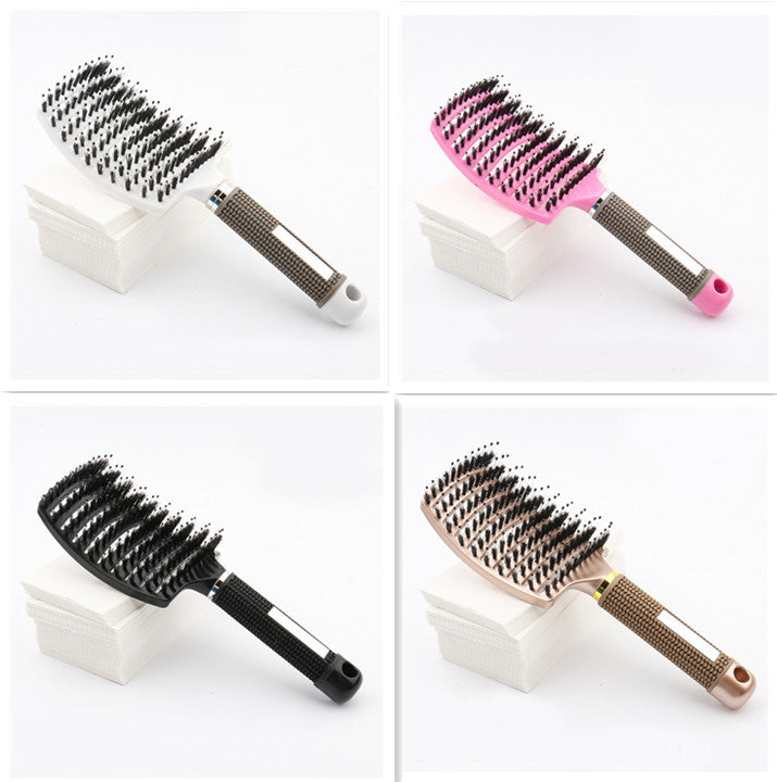 Large Curved Comb Hairbrush Boar Bristles Massage Comb Curly Hair Multifunctional Hair Brush