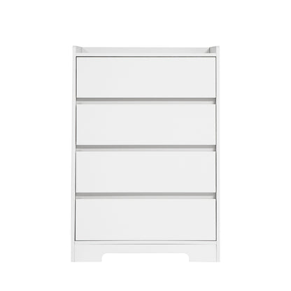 US Local 4 Drawer Dresser, Chest Of Drawers Without Handle, White Dresser For Bedroom Waterproof, Modern Wooden Cabinet With Sturdy Frame For Living Room, Entryway, Bedroom, Hallway, Office
