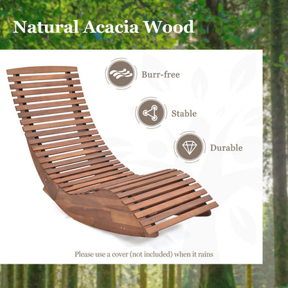 US Local Outdoor Acacia Wood Rocking Chair With Widened Slatted Seat And High Back