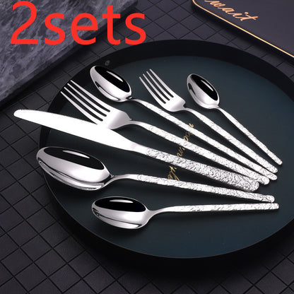 US Local Embossed Textured Handle Steak Cutlery Western Cutlery