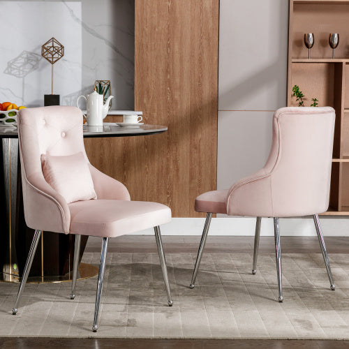 UK Local Button Pattern Dining Chair, Upholstered Armchair, Metal Leg Chairs, Modern Lounge Chair, Bedroom Living Room Chair With Lumbar Cushion