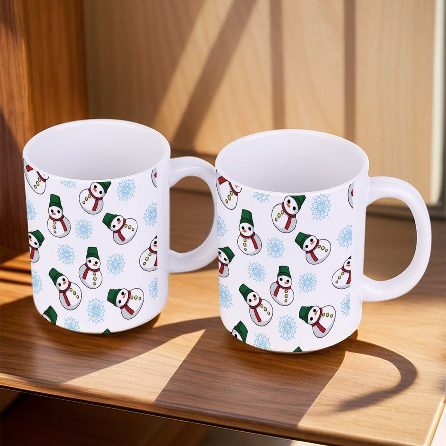 POD US Local White mug with full print, Christmas Snowman Snowflake 0065