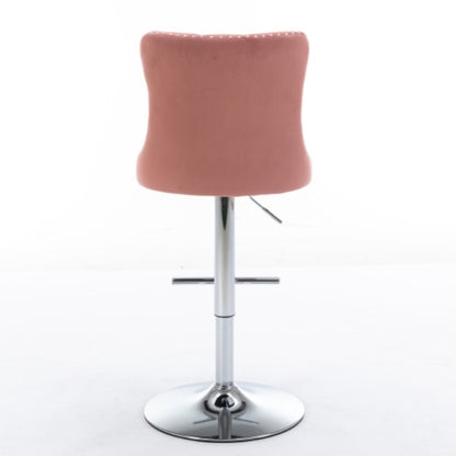 US Local Swivel Velvet Barstools Adjusatble Seat Height From 25-33 Inch Pink,Set Of 2