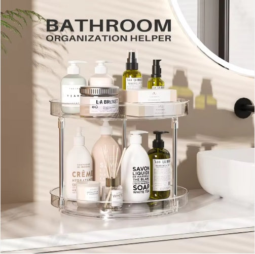 US Local Pack Of 2 Double-layer Turntable Rotating Spice Rack Organization Spinning Organizer