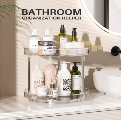 US Local Pack Of 2 Double-layer Turntable Rotating Spice Rack Organization Spinning Organizer