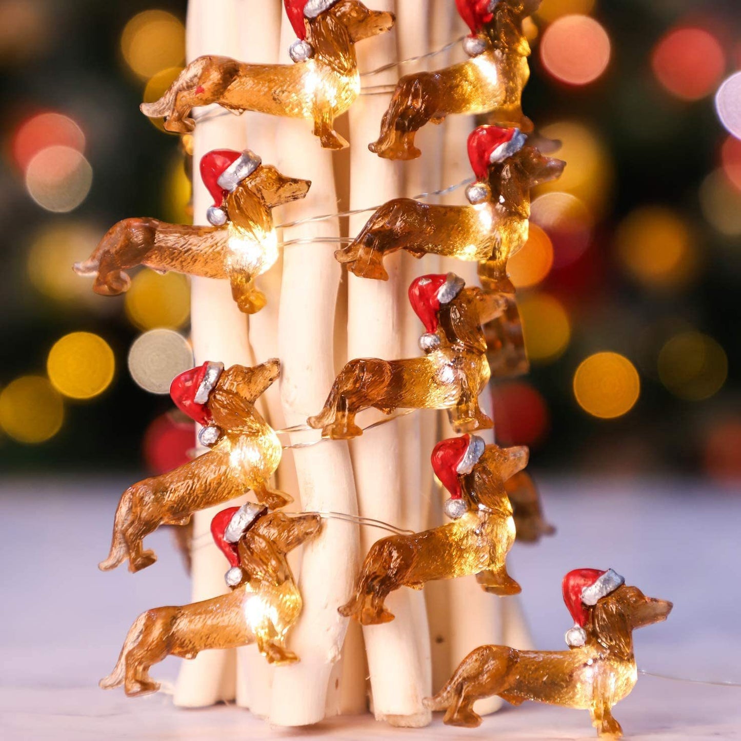 Festival Decorative Lamp Resin Simulation Transparent Sausage Dog Christmas String Light