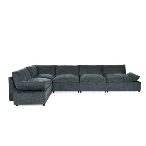 US Local 115.5 Modular Deep Gray Sectional Sofa With Durable Polyester Upholstery, Plush Cushions, Hidden Storage Compartments, And Versatile Design For Living Room, Lounge, Or Office