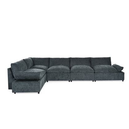 US Local 115.5 Modular Deep Gray Sectional Sofa With Durable Polyester Upholstery, Plush Cushions, Hidden Storage Compartments, And Versatile Design For Living Room, Lounge, Or Office