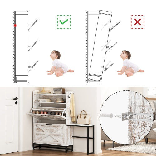 US Local Shoe Cabinet, Entry Home Shoe Cabinet, Entrance Balcony Storage Cabinet, Large Capacity Shoe Rack, White