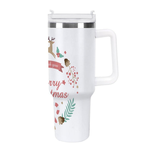 PHDT00307 POD US Local Tumbler 40 oz Large Capacity Car Cup Christmas Reindeer Bell Plant Red Green