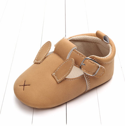US Local Spring and autumn cartoon animal baby shoes matte leather non-slip soft bottom