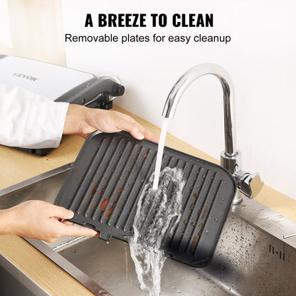 US Local VEVOR 7 IN 1 Commercial Electric Griddle,  1800W Indoor Countertop Grill, Stainless Steel Restaurant Teppanyaki Grill With Non Stick Iron Cooking Plate,  Adjustable Temp Control 110V