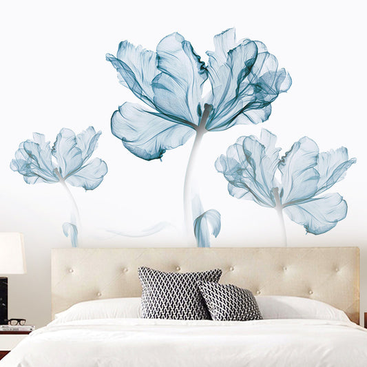 US Local Creative Nordic blue flower wall stickers